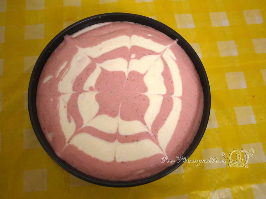 Творожный чизкейк без выпечки «Розовая зебра» - делаем узор