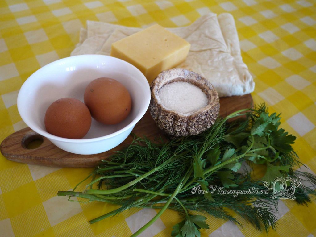 Ека с сыром и яйцом в лаваше - ингредиенты