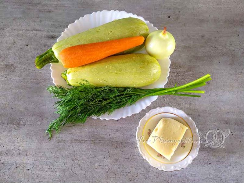 Кабачки фаршированные овощами под сыром - ингредиенты